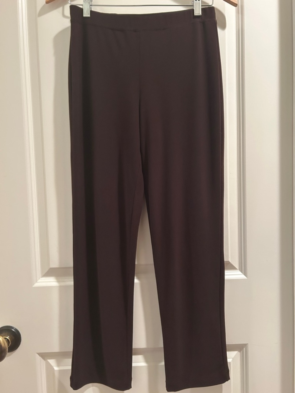 Susan Graver Women's Straight-Leg PullOn Pants elastic waistband size XXS Brown